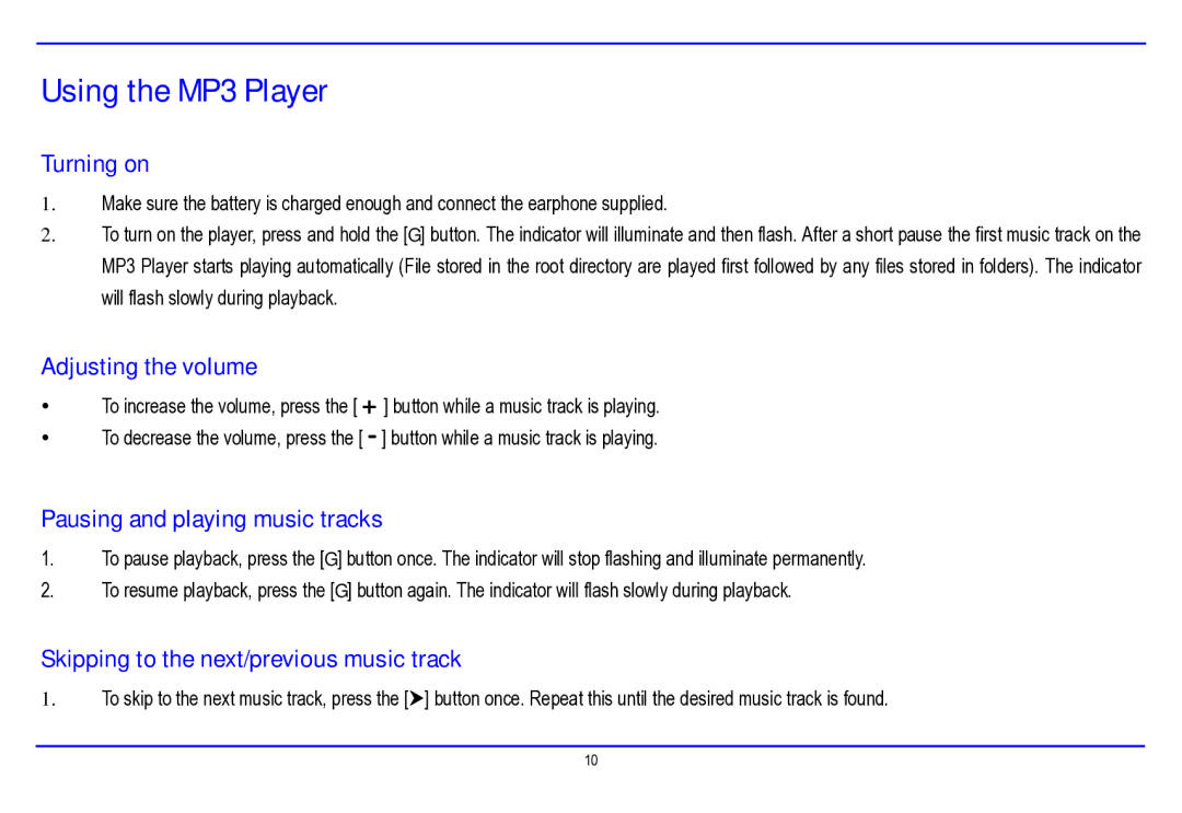 Nextar MA177 manual Using the MP3 Player, Turning on, Adjusting the volume, Pausing and playing music tracks 