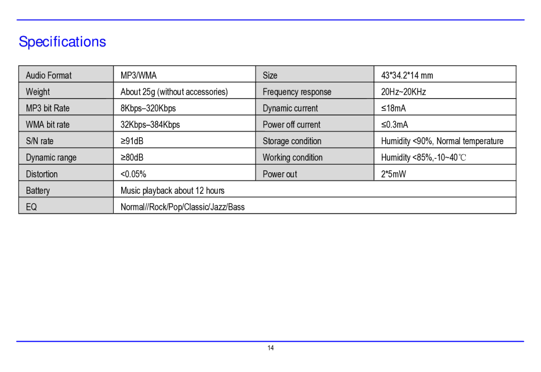 Nextar MA177 manual Specifications, MP3/WMA 