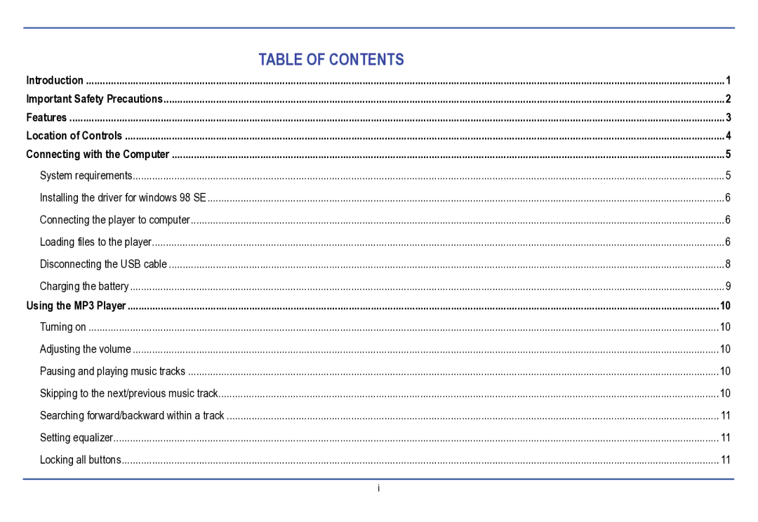 Nextar MA177 manual Table of Contents 