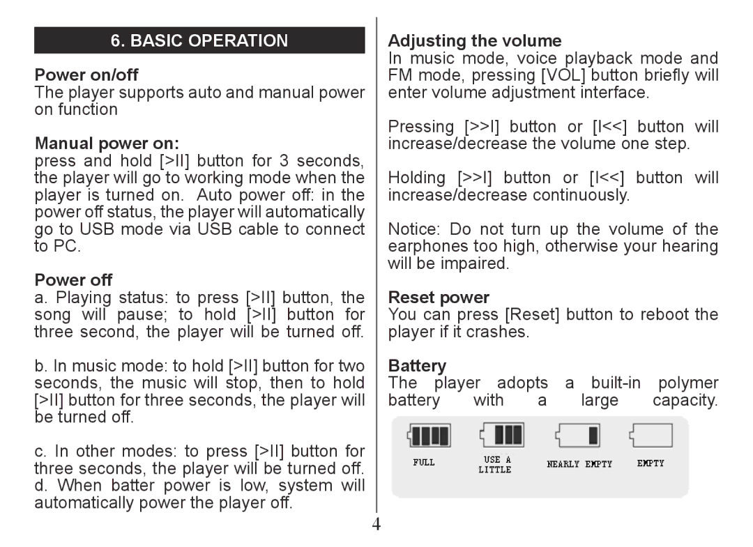 Nextar MA201 instruction manual Basic operation 