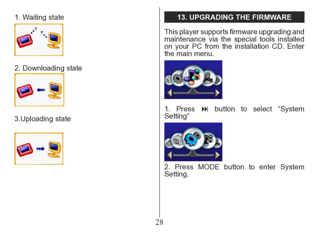 Nextar MA206 instruction manual Upgrading The Firmware 