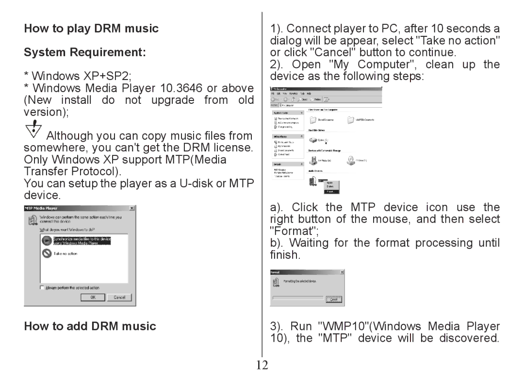 Nextar MA230 instruction manual How to play DRM music System Requirement, How to add DRM music 