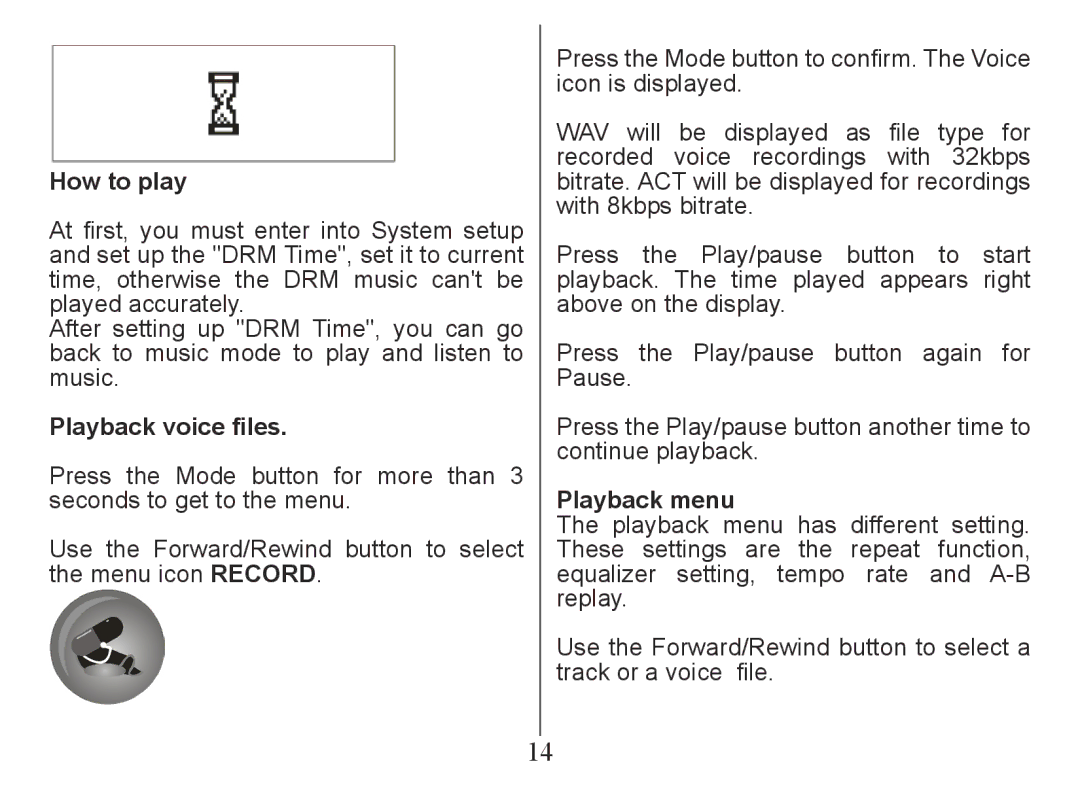 Nextar MA230 instruction manual How to play, Playback voice files, Playback menu 