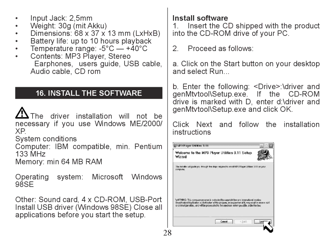 Nextar MA230 instruction manual Install the software, Install software 