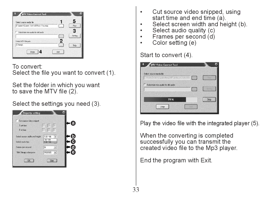 Nextar MA230 instruction manual Cut source video snipped, using start time and end time a 