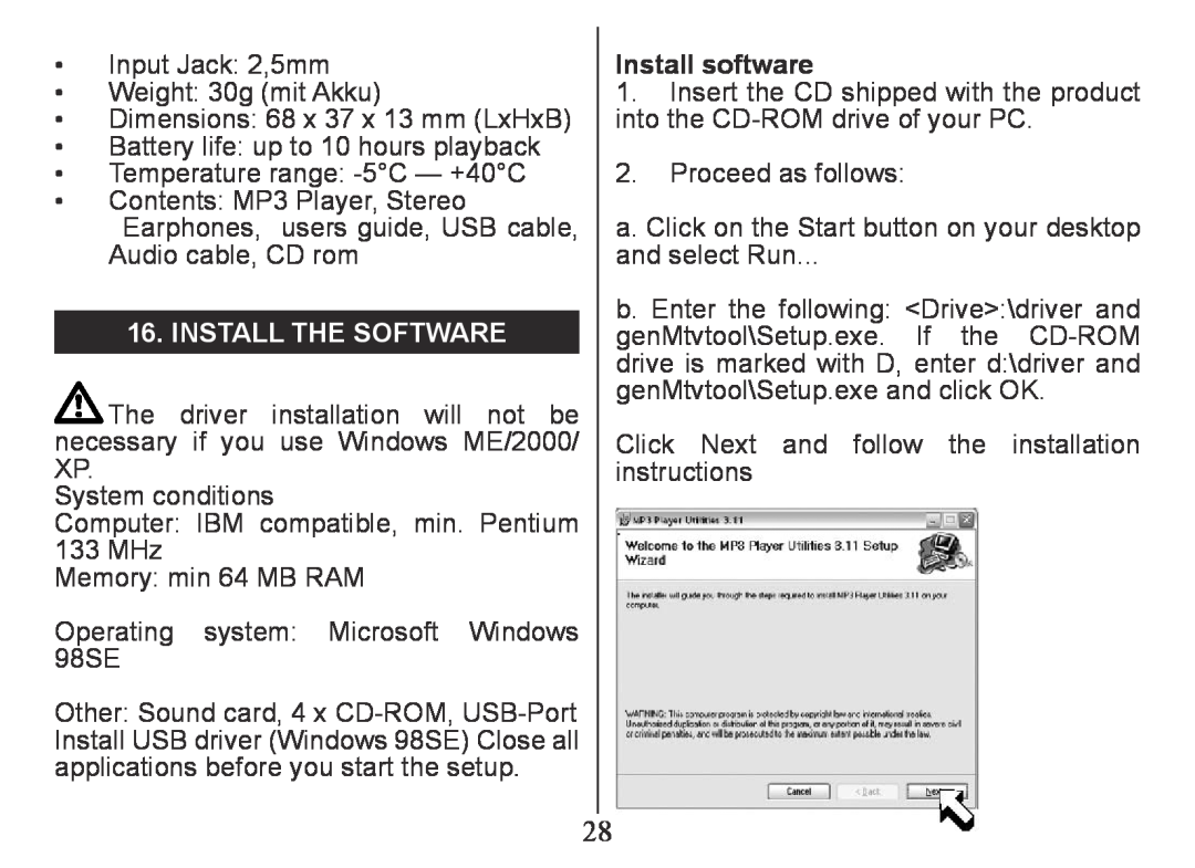 Nextar MA230 instruction manual Install the software, Install software 