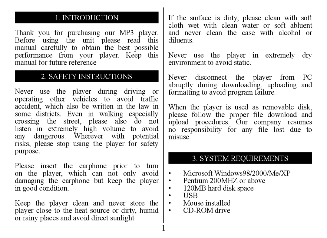 Nextar MA555 instruction manual Introduction, Safety Instructions 