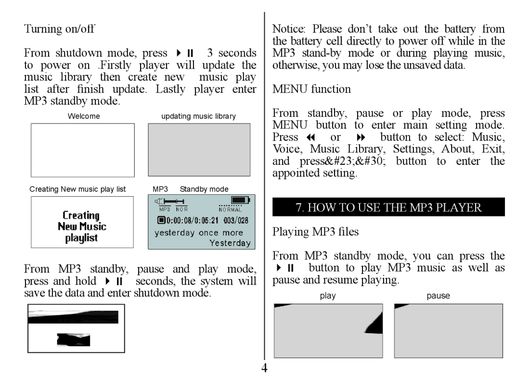 Nextar MA555 instruction manual HOW to USE the MP3 Player 