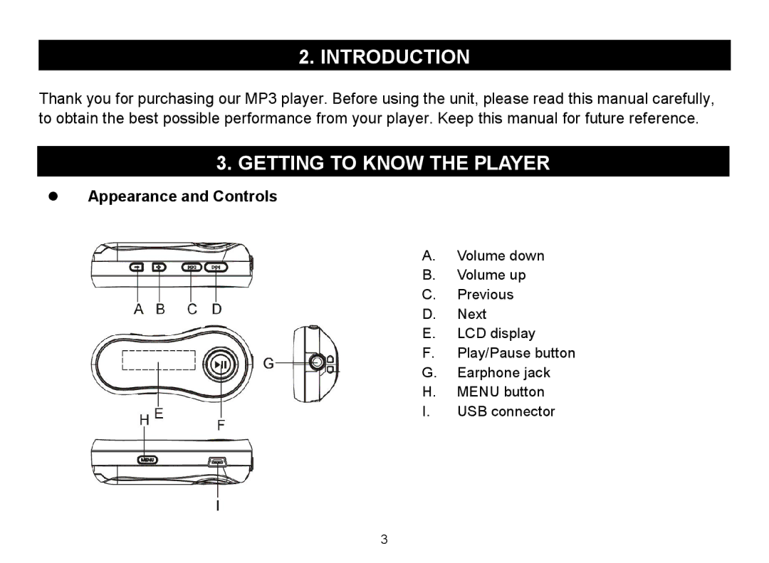 Nextar MA588 manual Introduction, Getting to Know the Player,  Appearance and Controls 