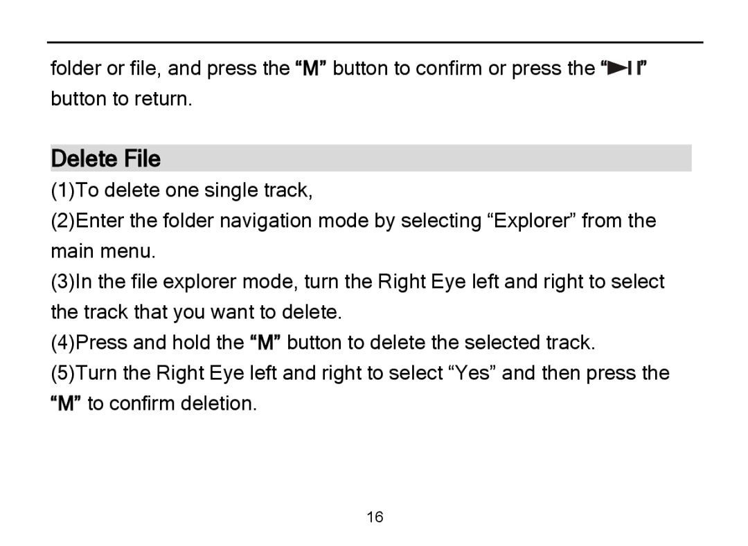 Nextar MA589 manual Delete File 