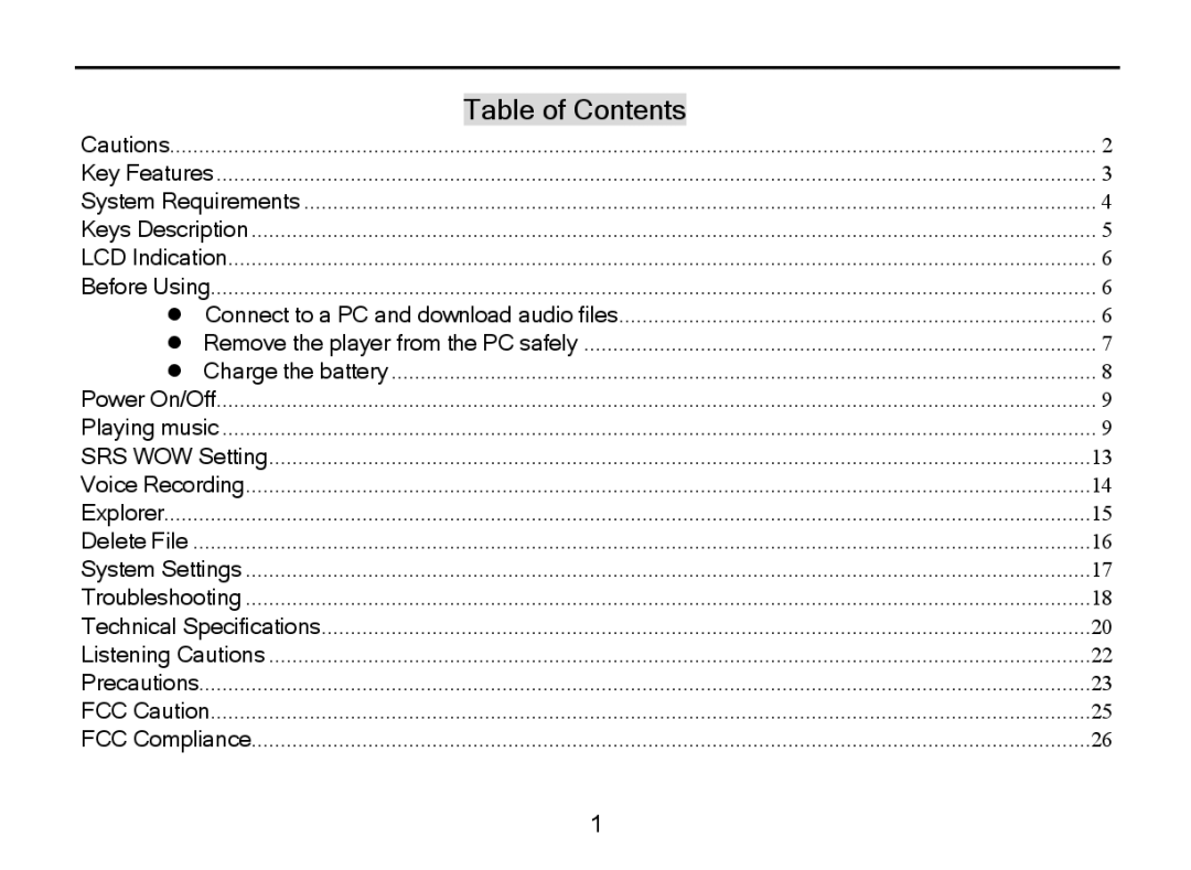 Nextar MA589 manual Table of Contents 