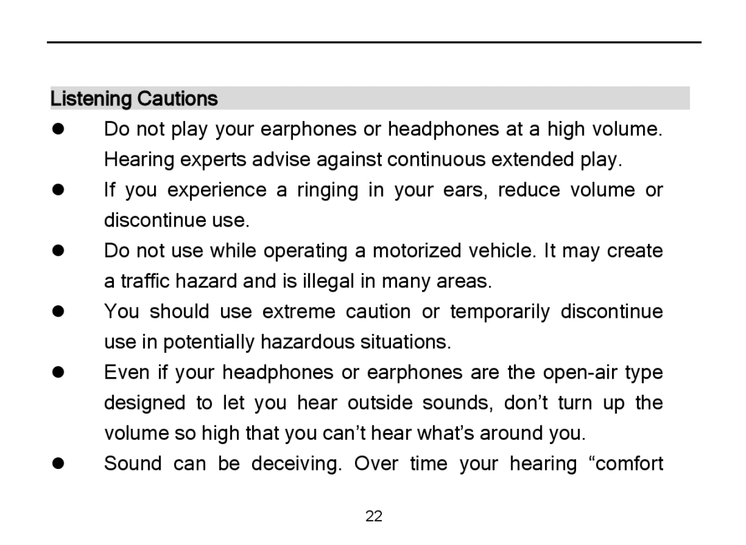 Nextar MA589 manual Listening Cautions 