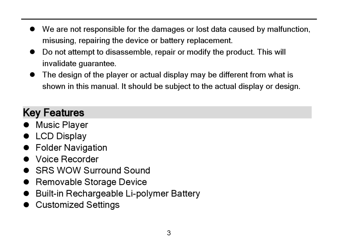 Nextar MA589 manual Key Features 