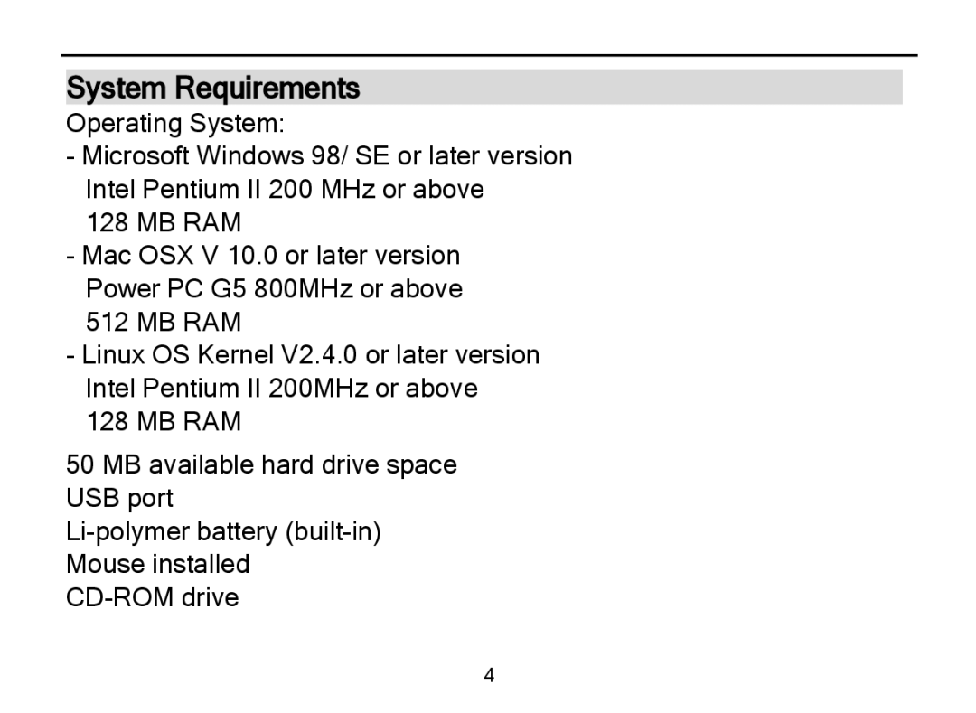 Nextar MA589 manual System Requirements 