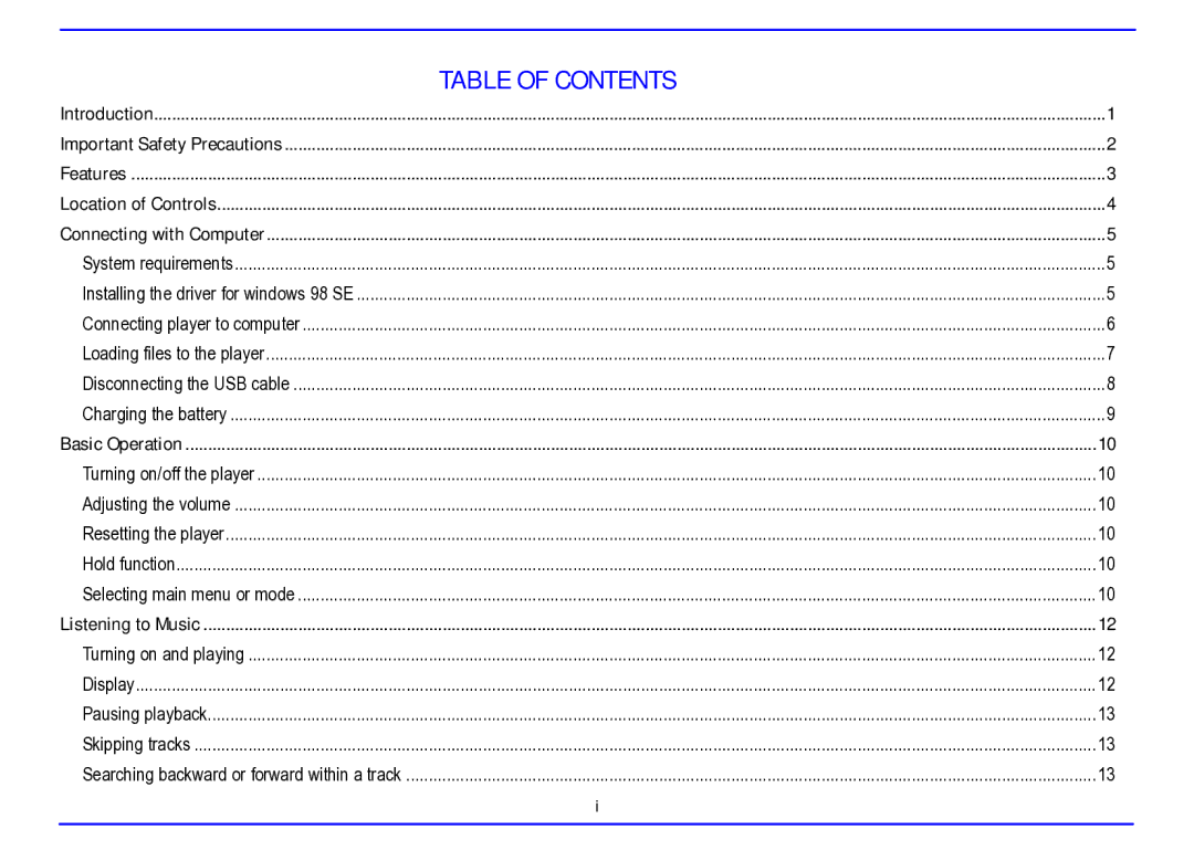 Nextar MA715A instruction manual Table of Contents 