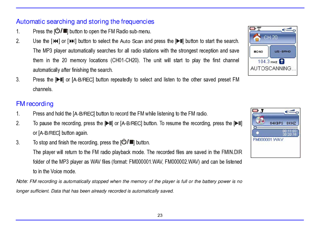 Nextar MA715A instruction manual Automatic searching and storing the frequencies, FM recording 