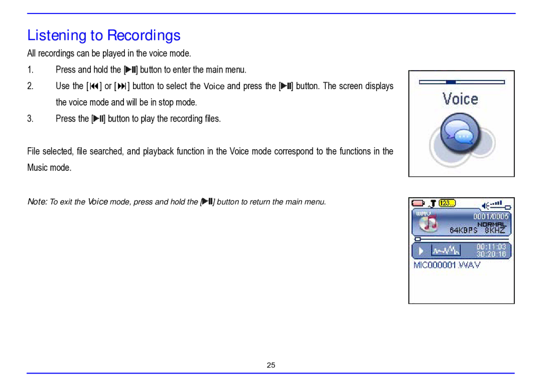 Nextar MA715A instruction manual Listening to Recordings 