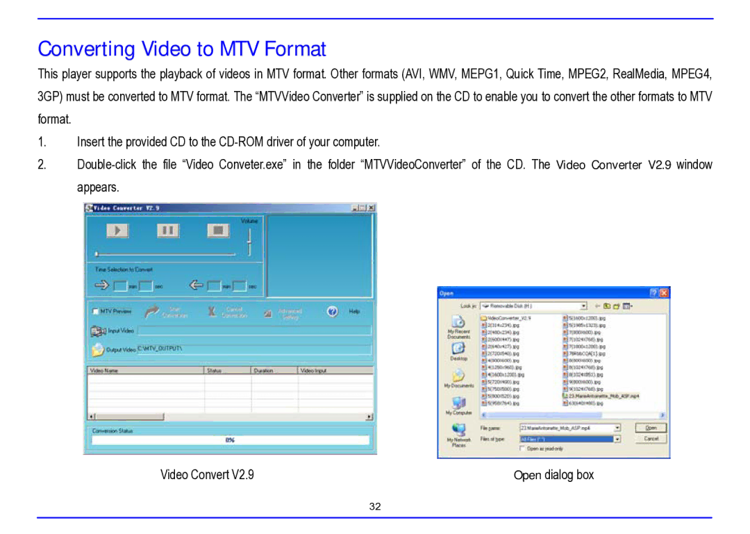 Nextar MA715A instruction manual Converting Video to MTV Format 