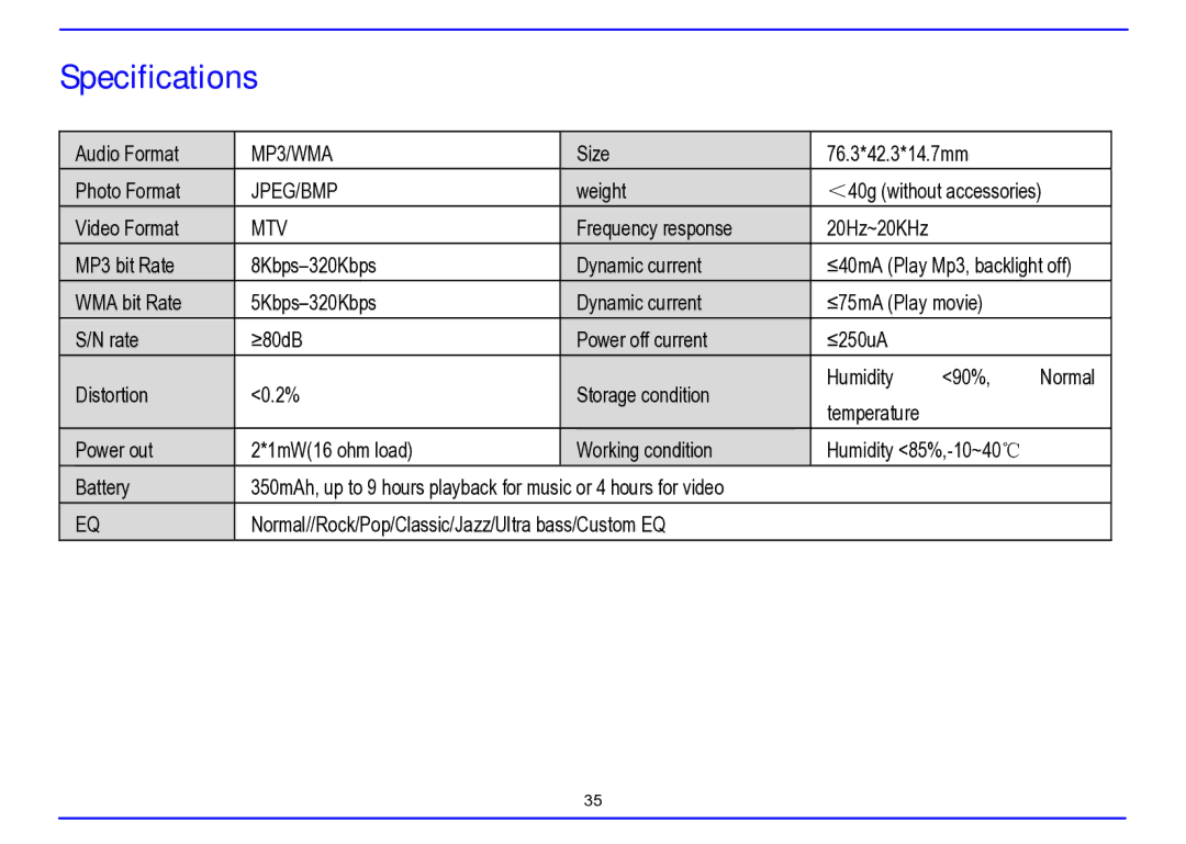 Nextar MA715A instruction manual Specifications, Mtv 