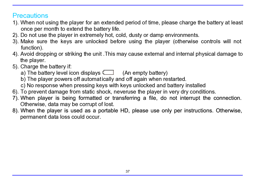 Nextar MA715A instruction manual Precautions 