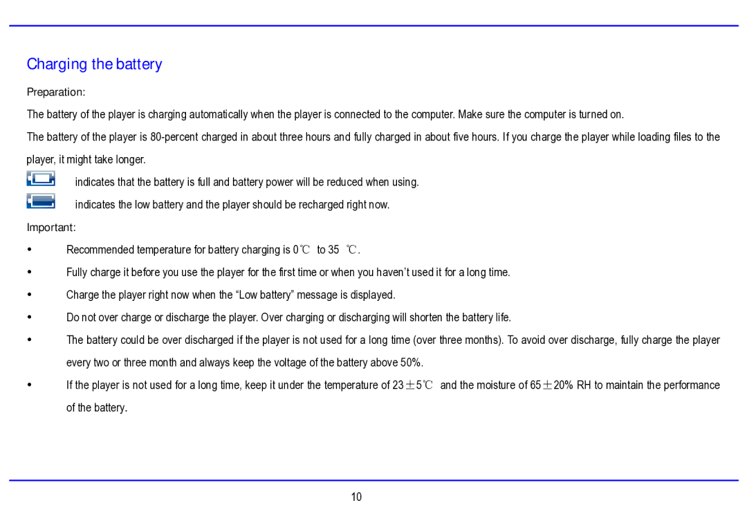 Nextar MA794 manual Charging the battery, Preparation 