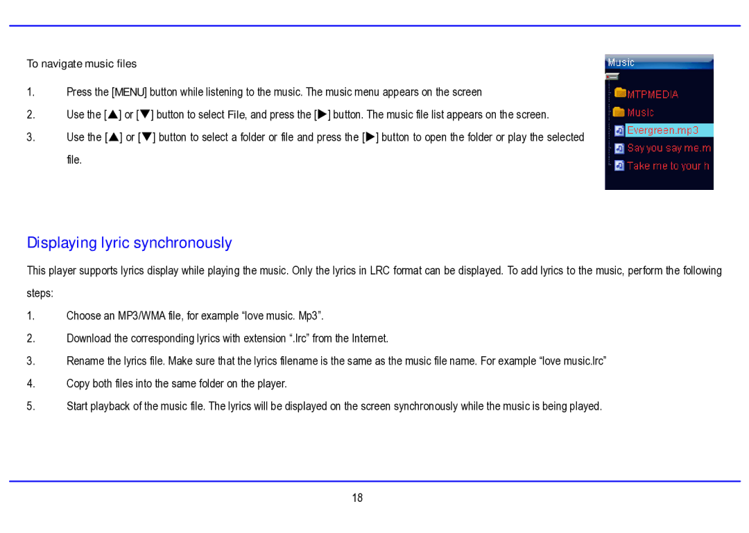 Nextar MA794 manual To navigate music files 