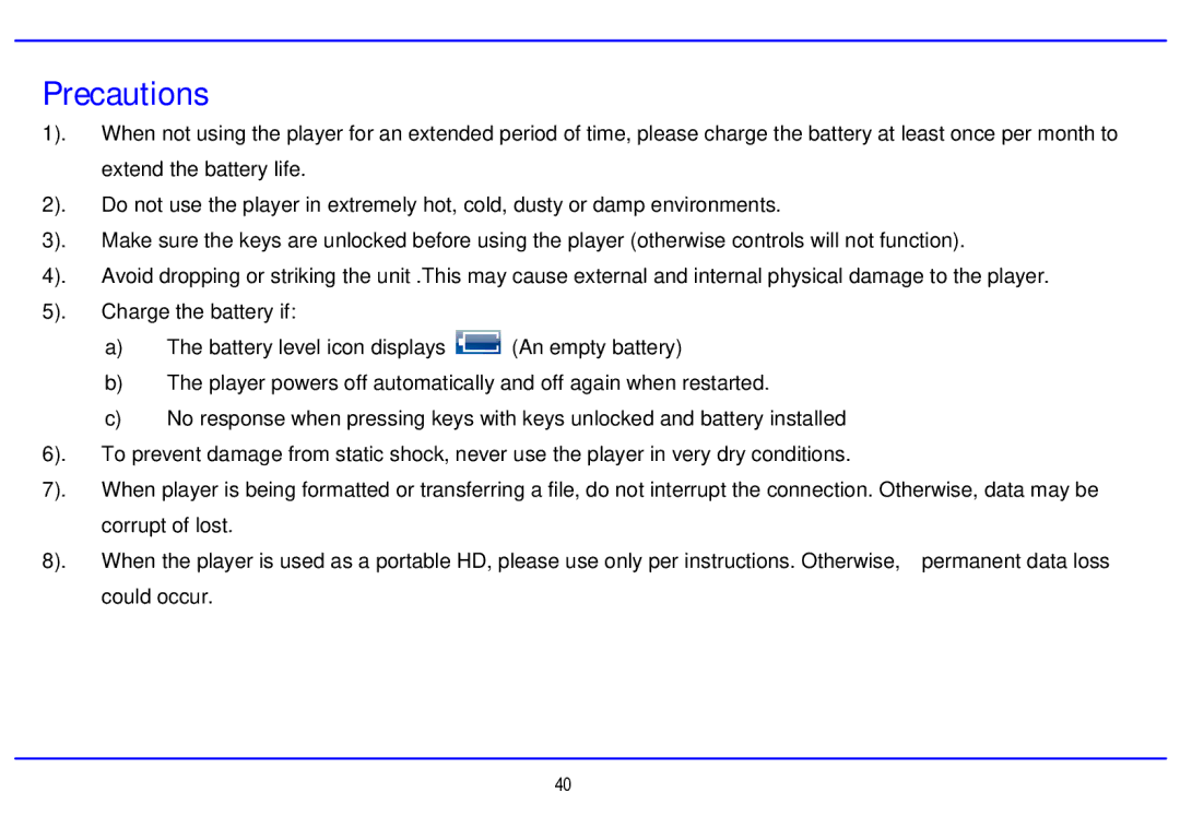 Nextar MA794 manual Precautions 