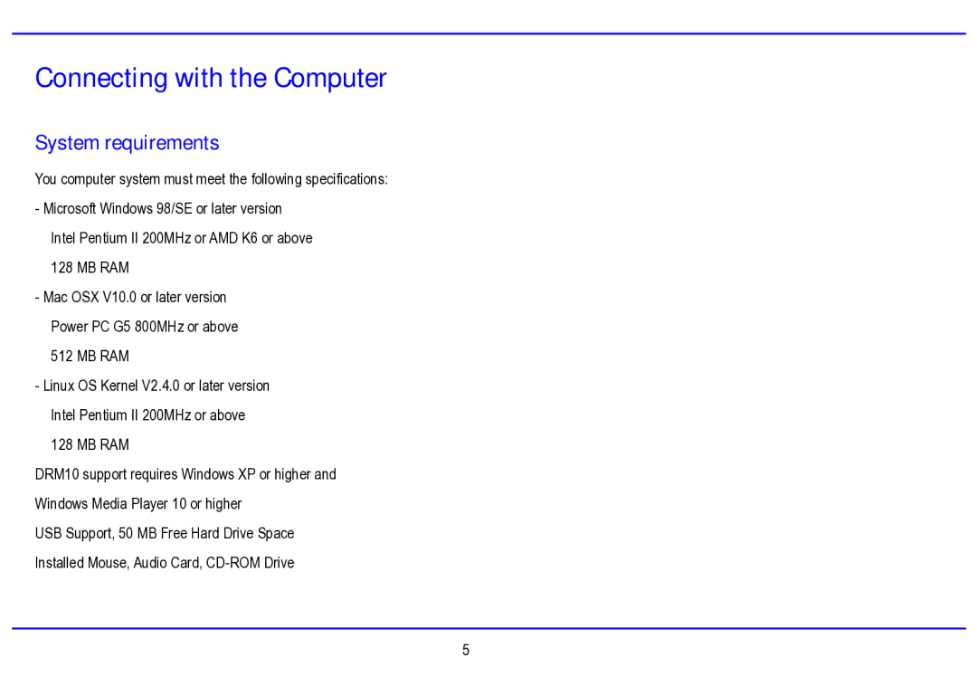 Nextar MA794 manual Connecting with the Computer, System requirements 