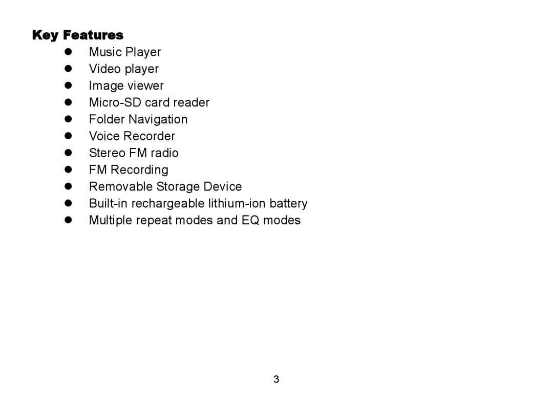 Nextar MA809 manual Key Features 