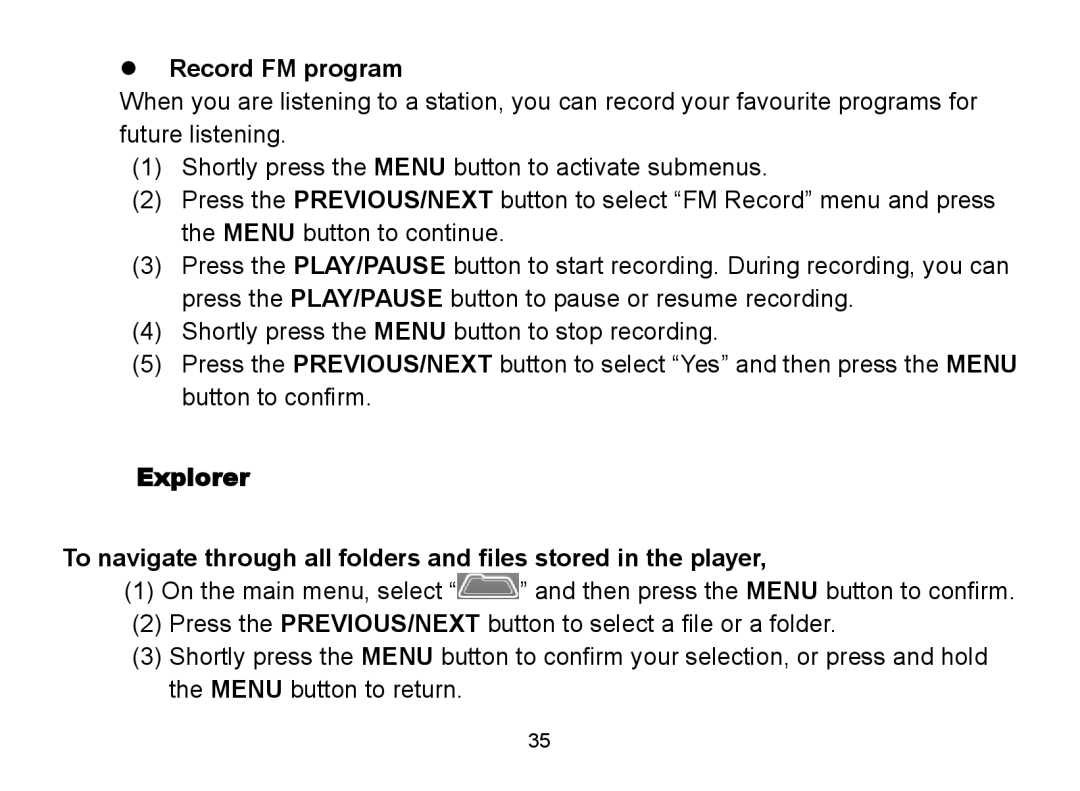 Nextar MA809 manual  Record FM program 