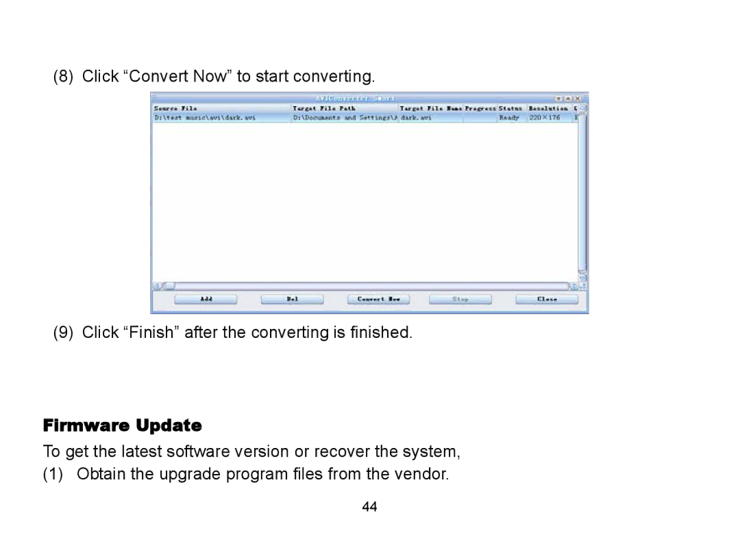 Nextar MA809 manual Firmware Update 