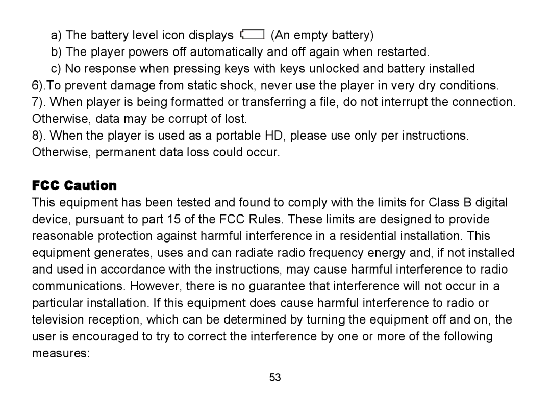 Nextar MA809 manual FCC Caution 