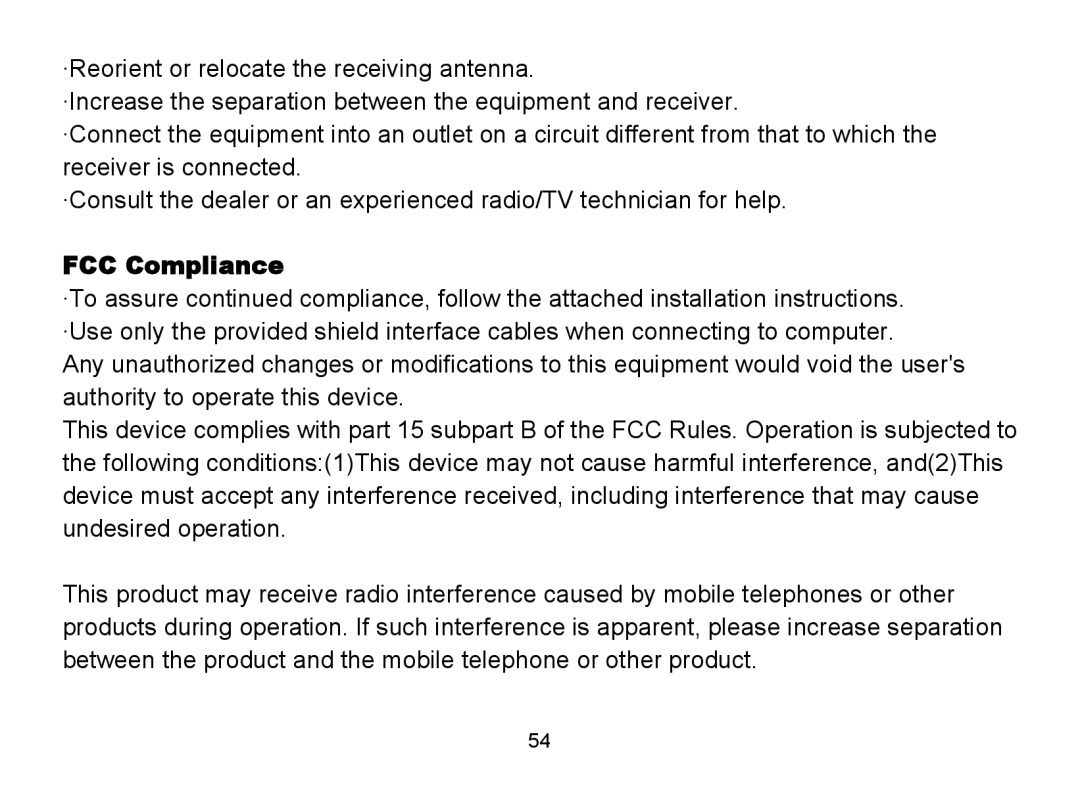 Nextar MA809 manual FCC Compliance 