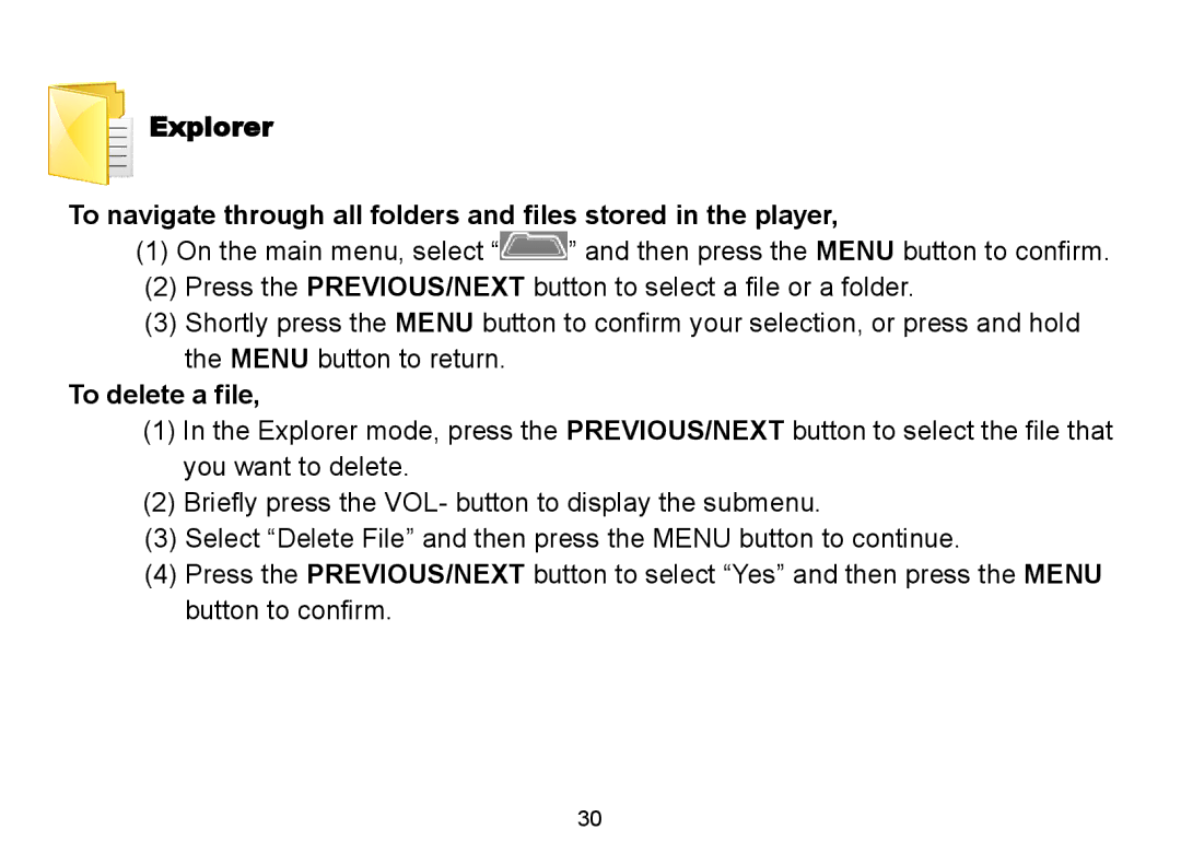 Nextar MA809 manual To delete a file 