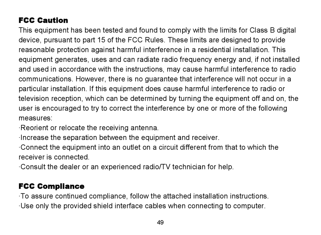 Nextar MA809 manual FCC Caution, FCC Compliance 