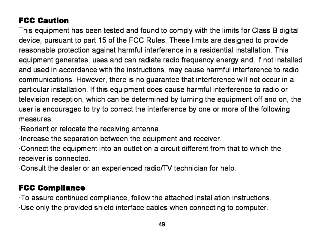 Nextar MA809 manual FCC Caution, FCC Compliance 