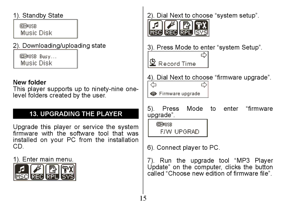 Nextar Ma828 instruction manual New folder, Upgrading The Player 