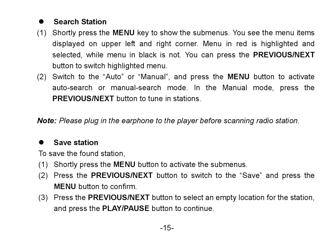 Nextar MA852s instruction manual  Search Station,  Save station 