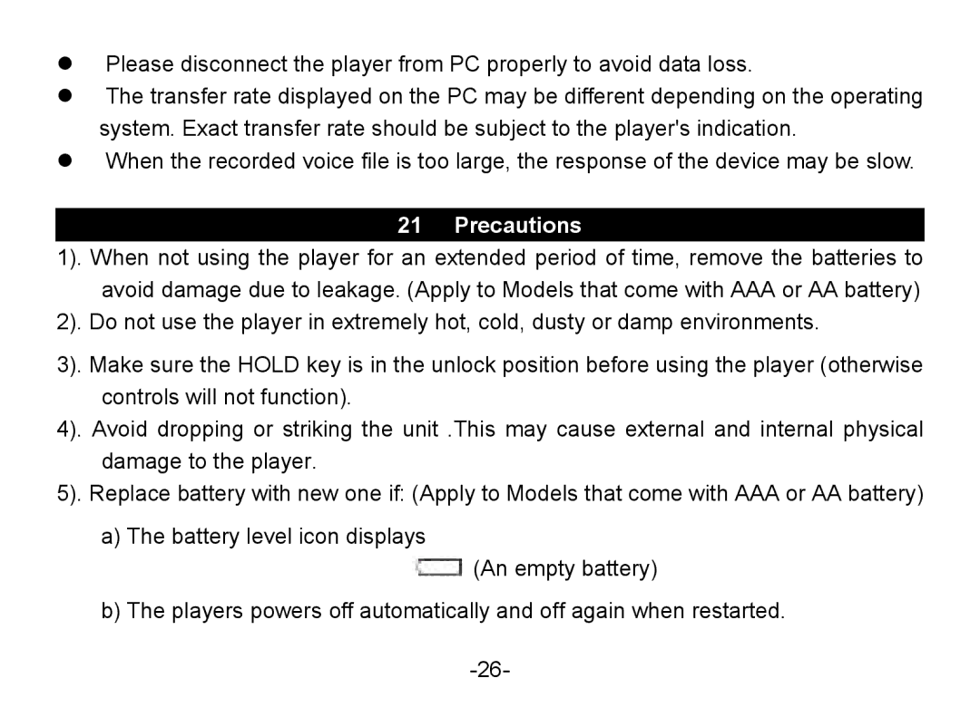 Nextar MA852s instruction manual Precautions 