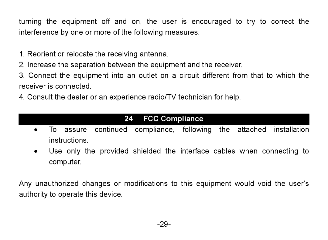 Nextar MA852s instruction manual FCC Compliance 