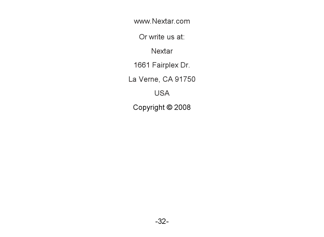 Nextar MA852s instruction manual Usa 