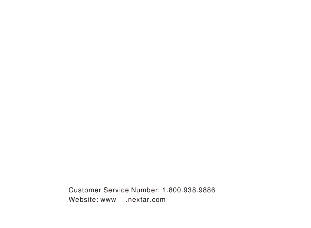 Nextar MA968 operation manual Customer Service Number 