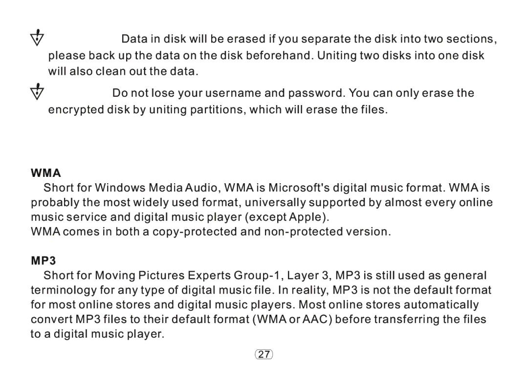 Nextar ma977 manual Definition, Wma 