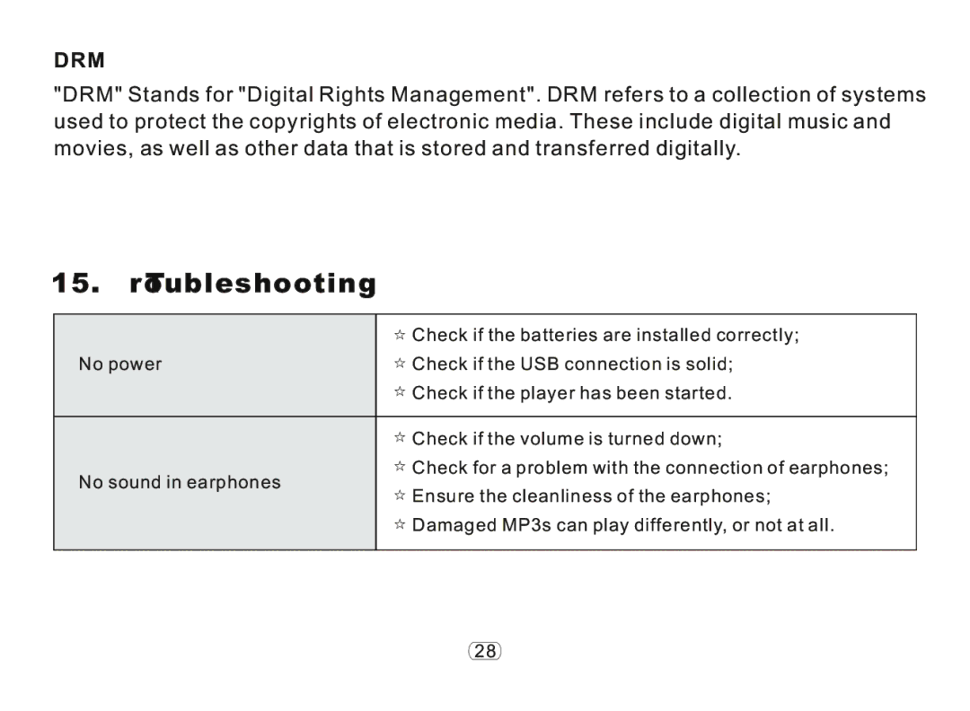 Nextar ma977 manual Troubleshooting, Drm 