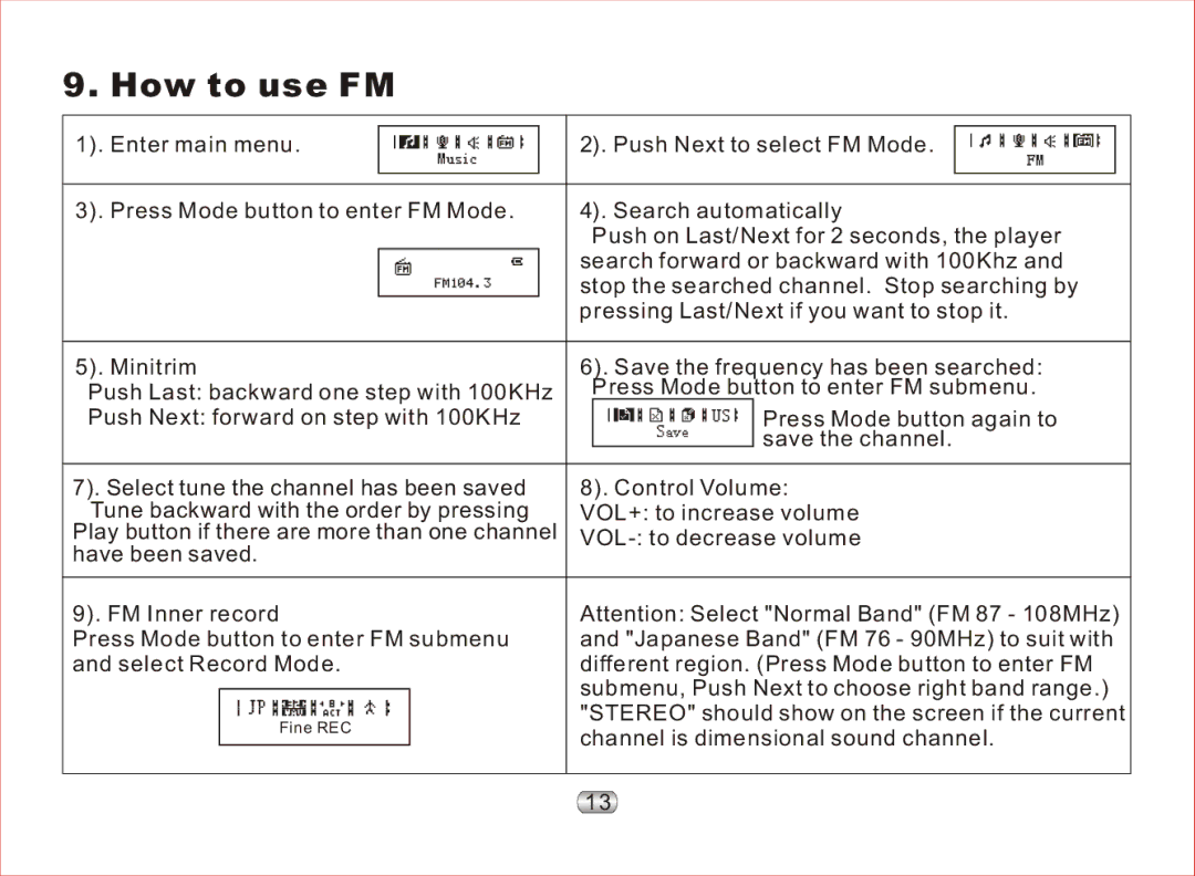 Nextar MA97T operation manual How to use FM 