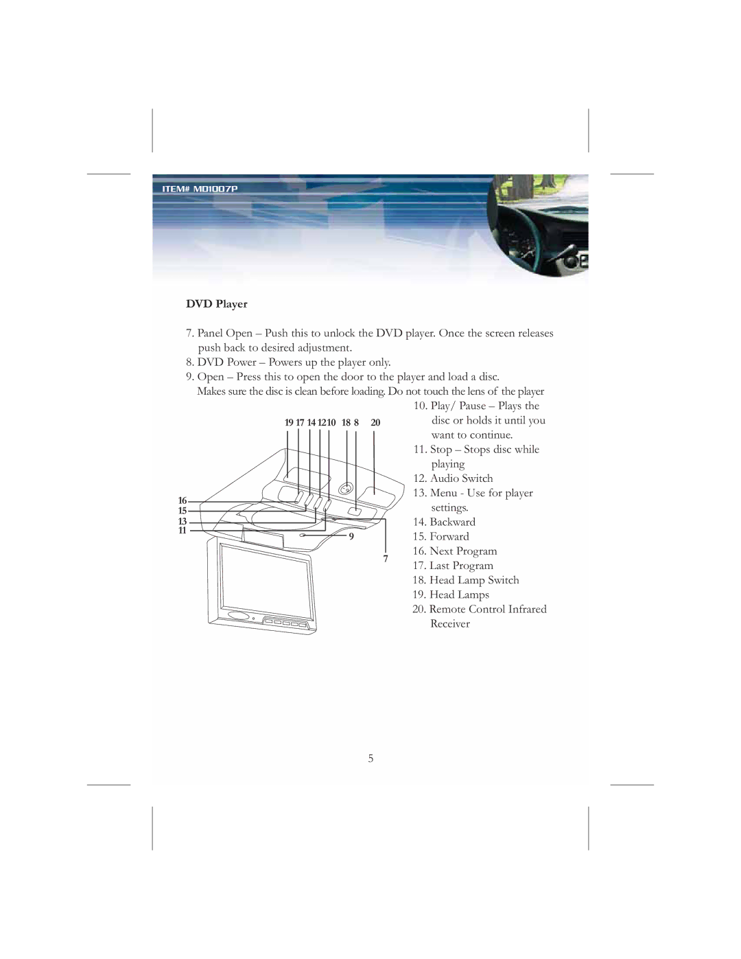 Nextar MD1007P instruction manual $XGLR6ZLWFK, %Dfnzdug, Ruzdug, /DVW3URJUDP 