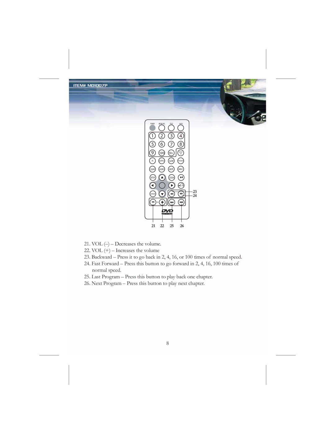 Nextar MD1007P instruction manual 92/²²HFUHDVHVWKHYROXPH 