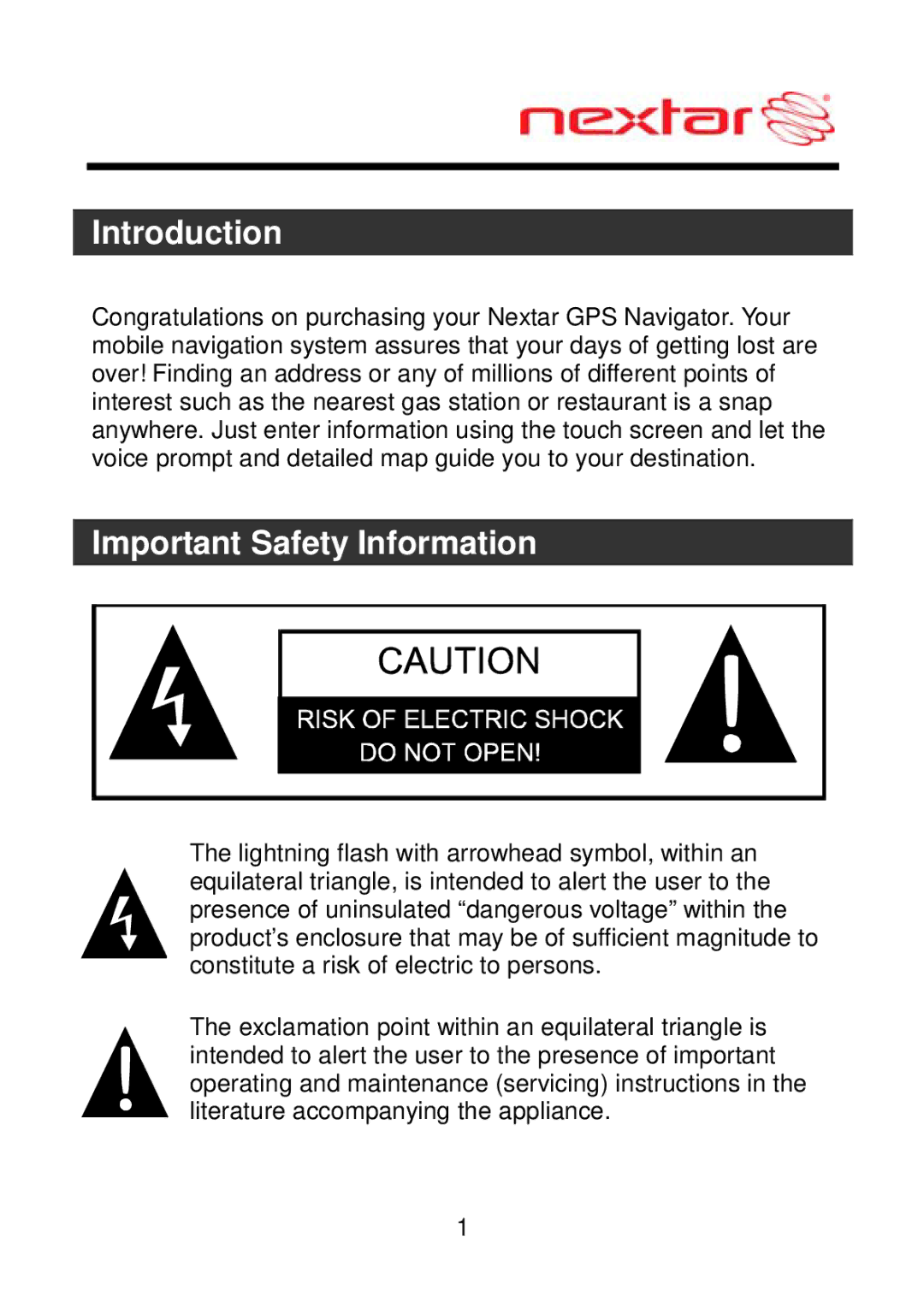 Nextar MEFH01, ME09EH manual Introduction, Important Safety Information 