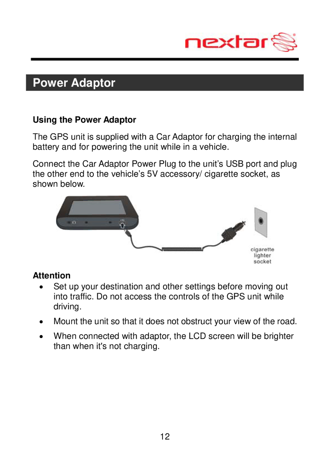 Nextar ME09EH, MEFH01 manual Using the Power Adaptor 