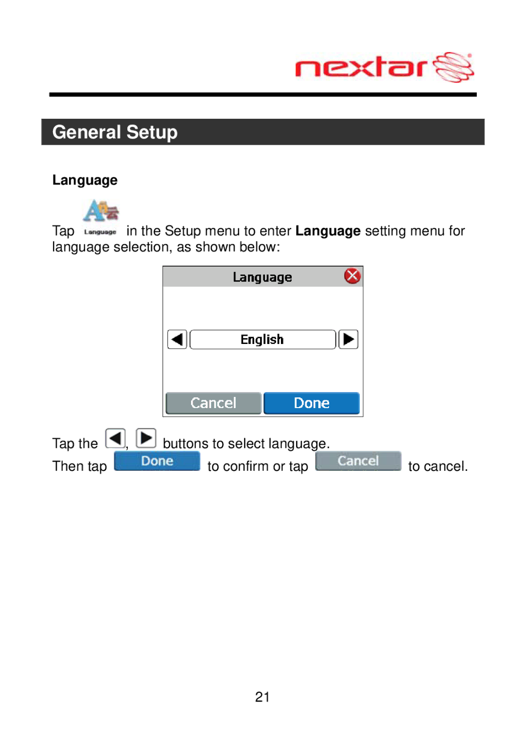 Nextar MEFH01, ME09EH manual Language 